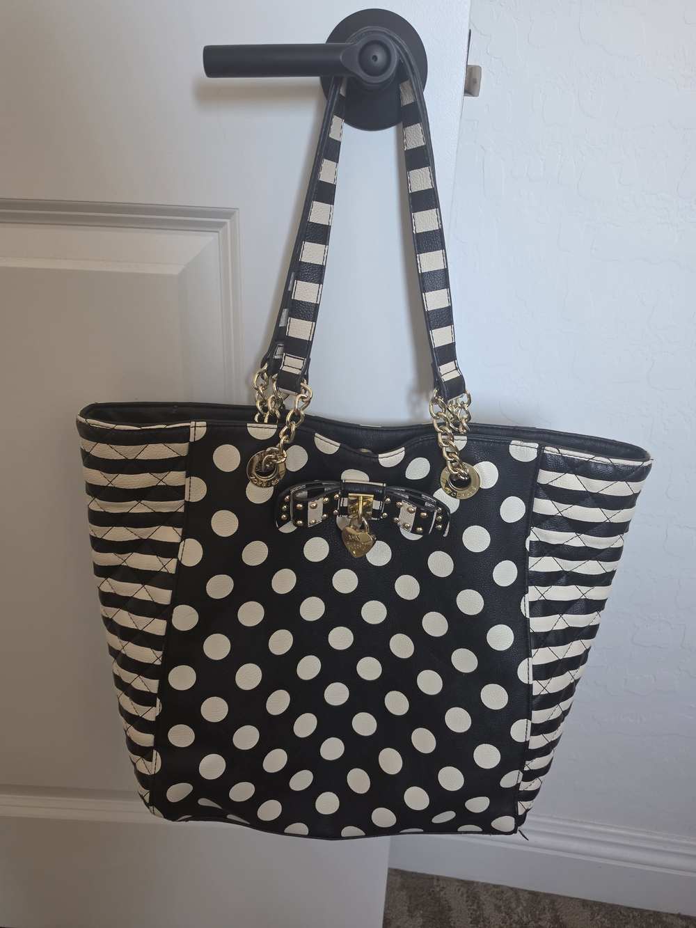 Betsey Johnson Polka Dot & Stripe Tote Bag